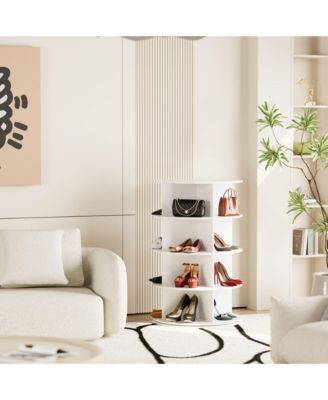 SpaceAid 4 Tier Rotating Shoe Rack Tower, Revolving Shoe Rack Storage, Round Carousel Vertical Handbag and Shoe Organizer