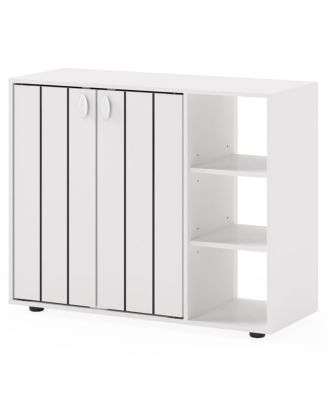 Slickblue 2-Door Shoe Cabinet with Adjustable Shelf and 3-Tier Open Storage