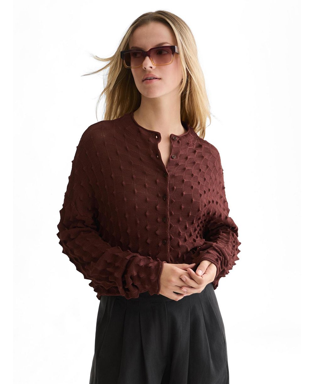 Женский кардиган SCOTCH & SODA с воронкообразным вырезом и текстурным узором