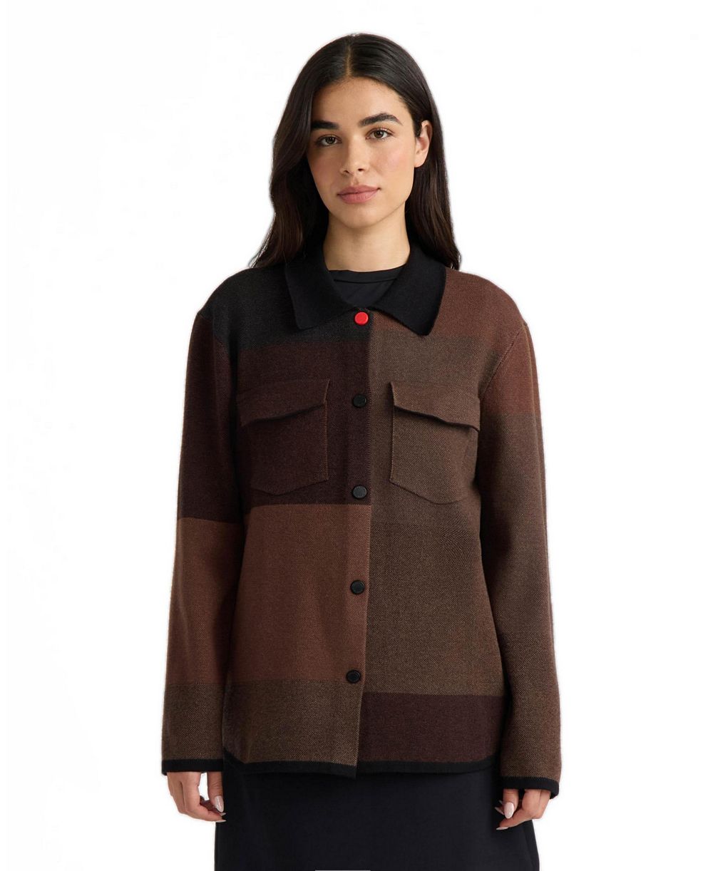 Hunter Women's Colorblock Snap-Button Lightweight Sweater Shacket