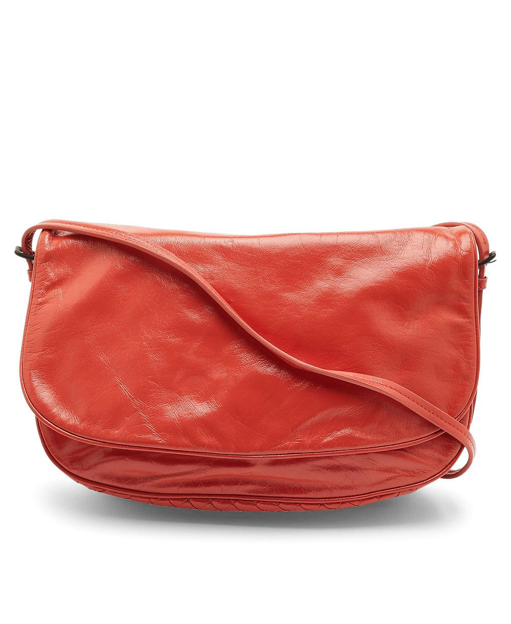 Pre-Owned Bottega Veneta Glazed Leather Flap Shoulder Bag