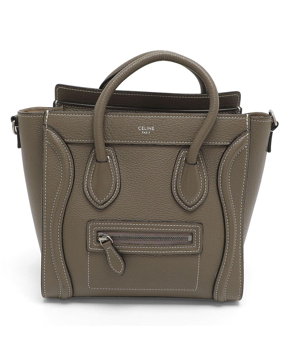 Pre-Owned Celine женская сумка-тоут Nano Luggage из тисненой кожи цвета тауп