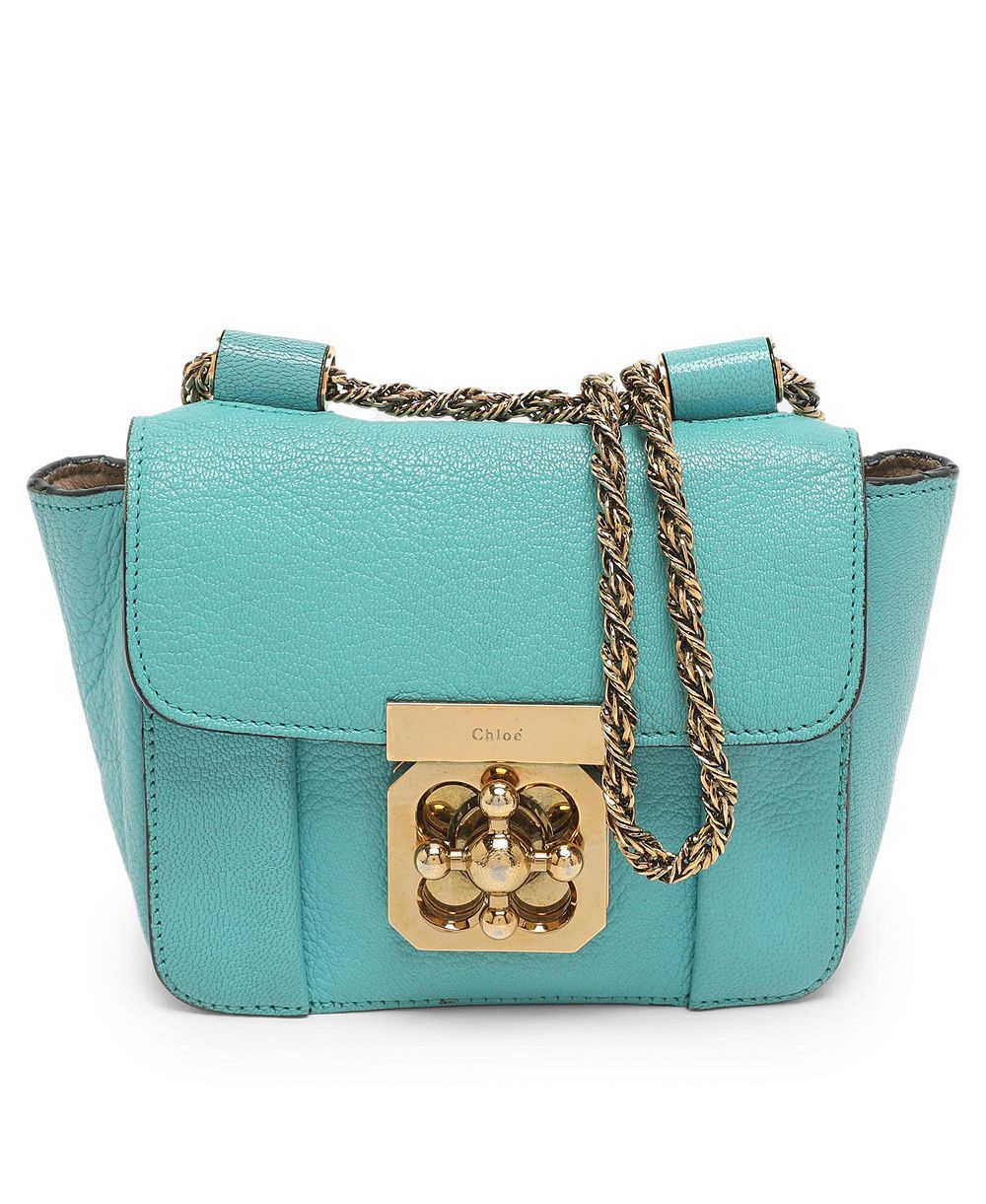 Pre-Owned Chloe Women's Elsie Mini Turquoise Leather Crossbody Bag