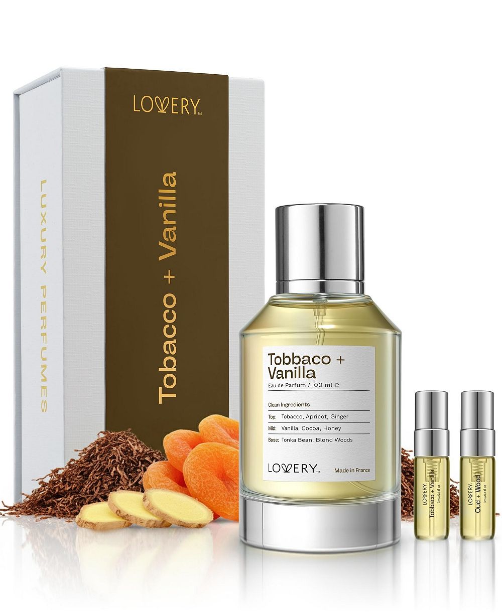 Подарочный набор парфюма LoveryPlus Tobacco + Vanilla Eau de Parfum, 3 предмета, 3,4 фл. унции, мини-парфюм и бесплатный образец