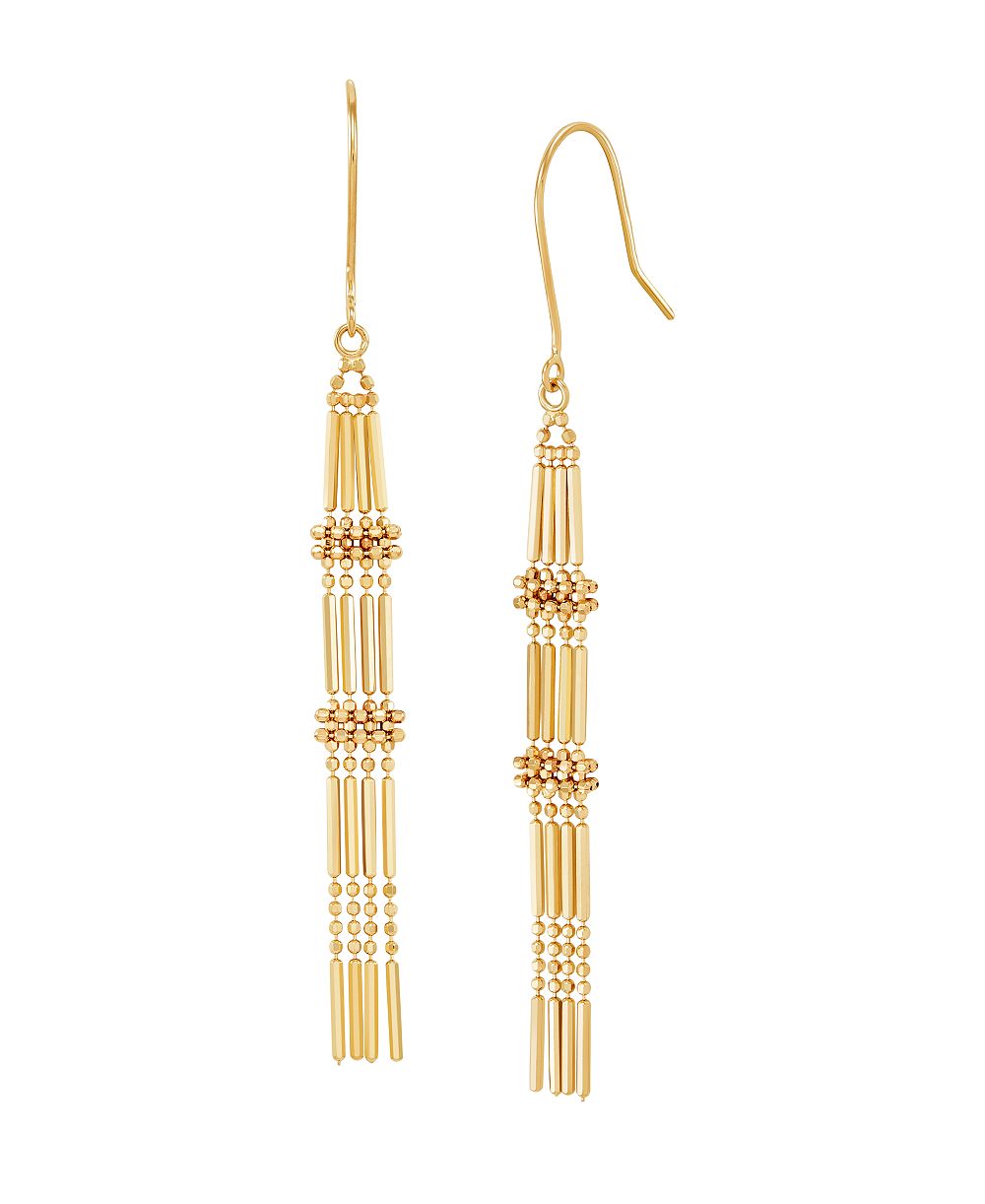 Серьги-пусеты Macy's, длина 2,5 дюйма, из желтого золота 14 карат