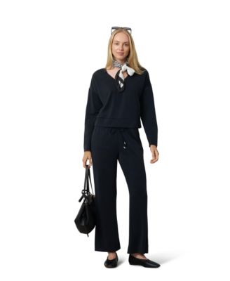 Cable & Gauge Women's V-Neck Dolman Top and Wide Leg Pant Set