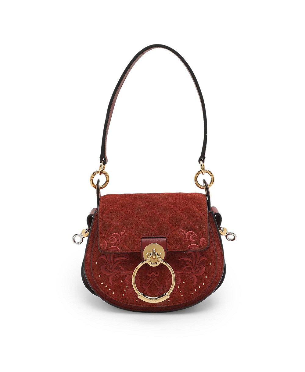 Pre-Owned Chloe Women's Tess Embroidered Suede and Leather Small Shoulder Bag