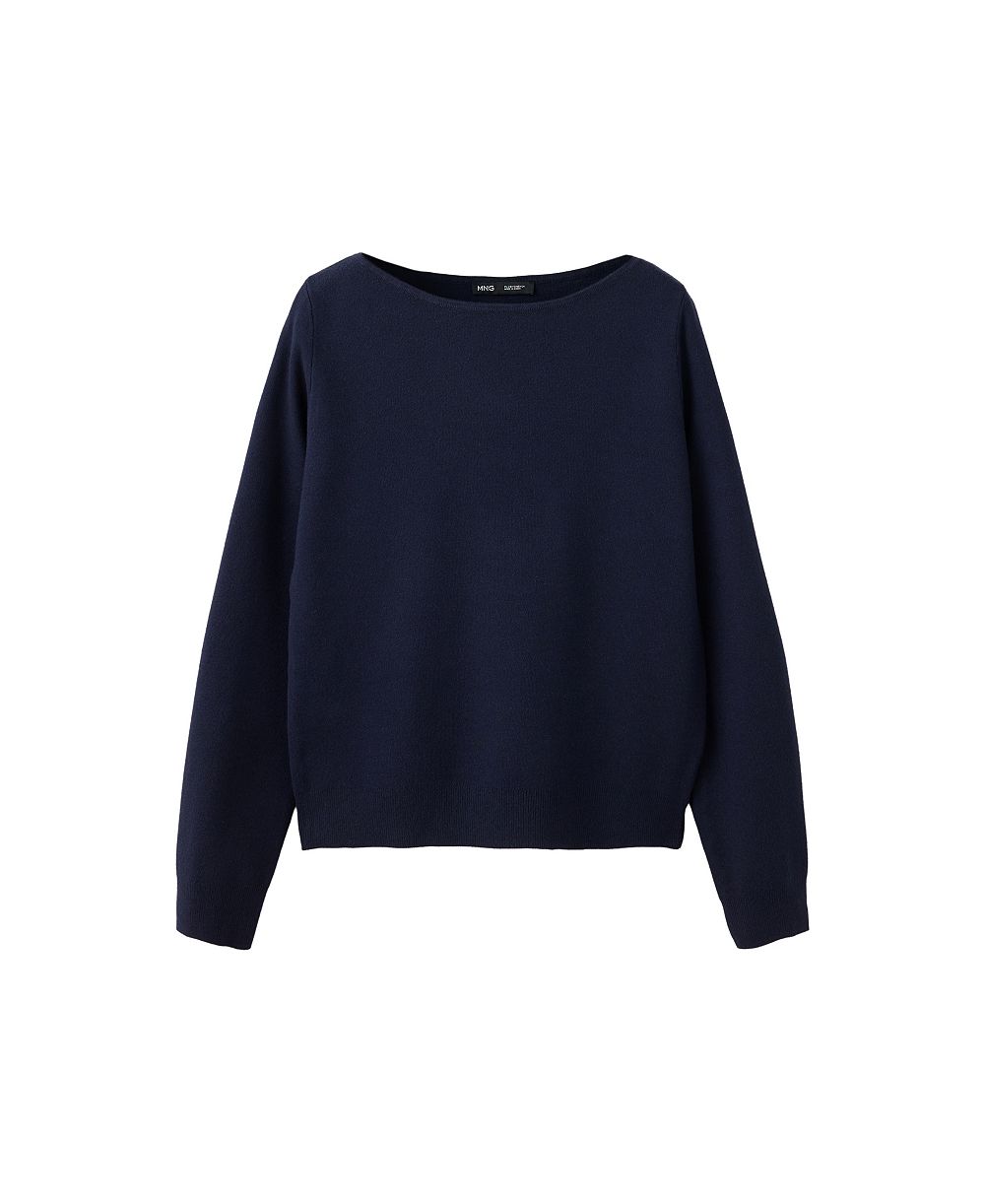 MANGO Women's Fine-Knit Boat-Neck Lightweight Sweater