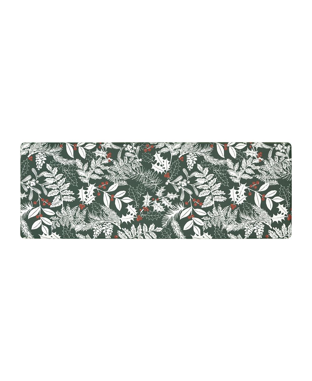 Laura Ashley нескользящий кухонный коврик Christmas Holly Leaves, 17.5" x 48"