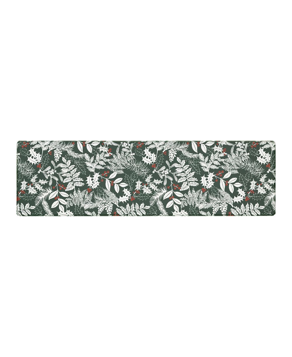 Laura Ashley нескользящий кухонный коврик Christmas Holly Leaves, 17.5" x 60"