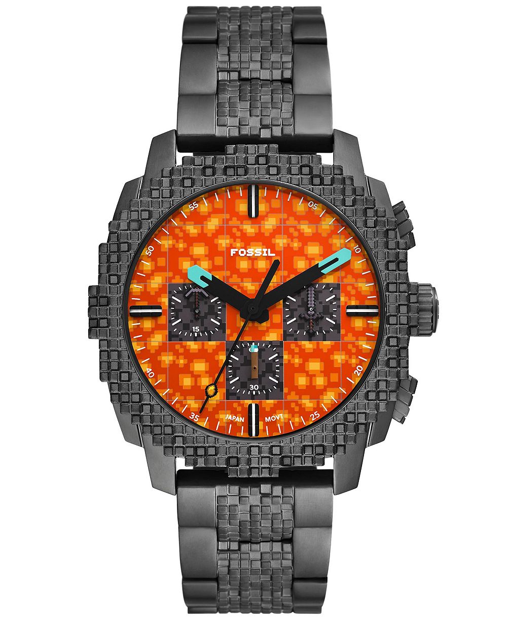 Fossil Quartz Minecraft The Nether Chronograph Stainless Steel Watch 44mm