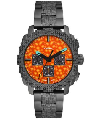 Мужские кварцевые наручные часы Fossil Minecraft The Nether Chronograph из нержавеющей стали, 44 мм