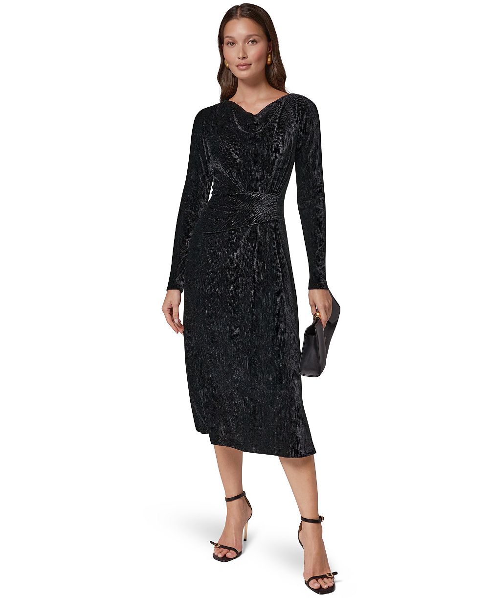 Donna Karan New York женское бархатное платье А-силуэта с длинным рукавом и вырезом-кашейкой