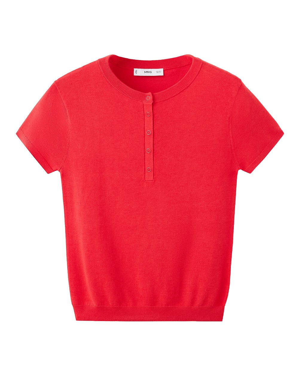 MANGO Women's Crew-Neck Short-Sleeve Fine-Knit Sweater