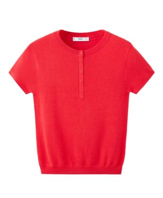 MANGO Женский тонкий трикотажный свитер с круглым вырезом и коротким рукавом