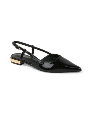 Berness Cass Patent Slingback Flats with Gold-Tone Heel