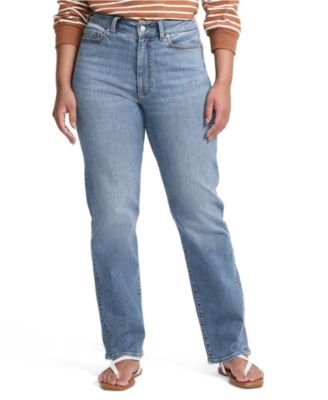 Женские джинсы Lands' End с высокой талией и прямыми штанинами, модель Curvy