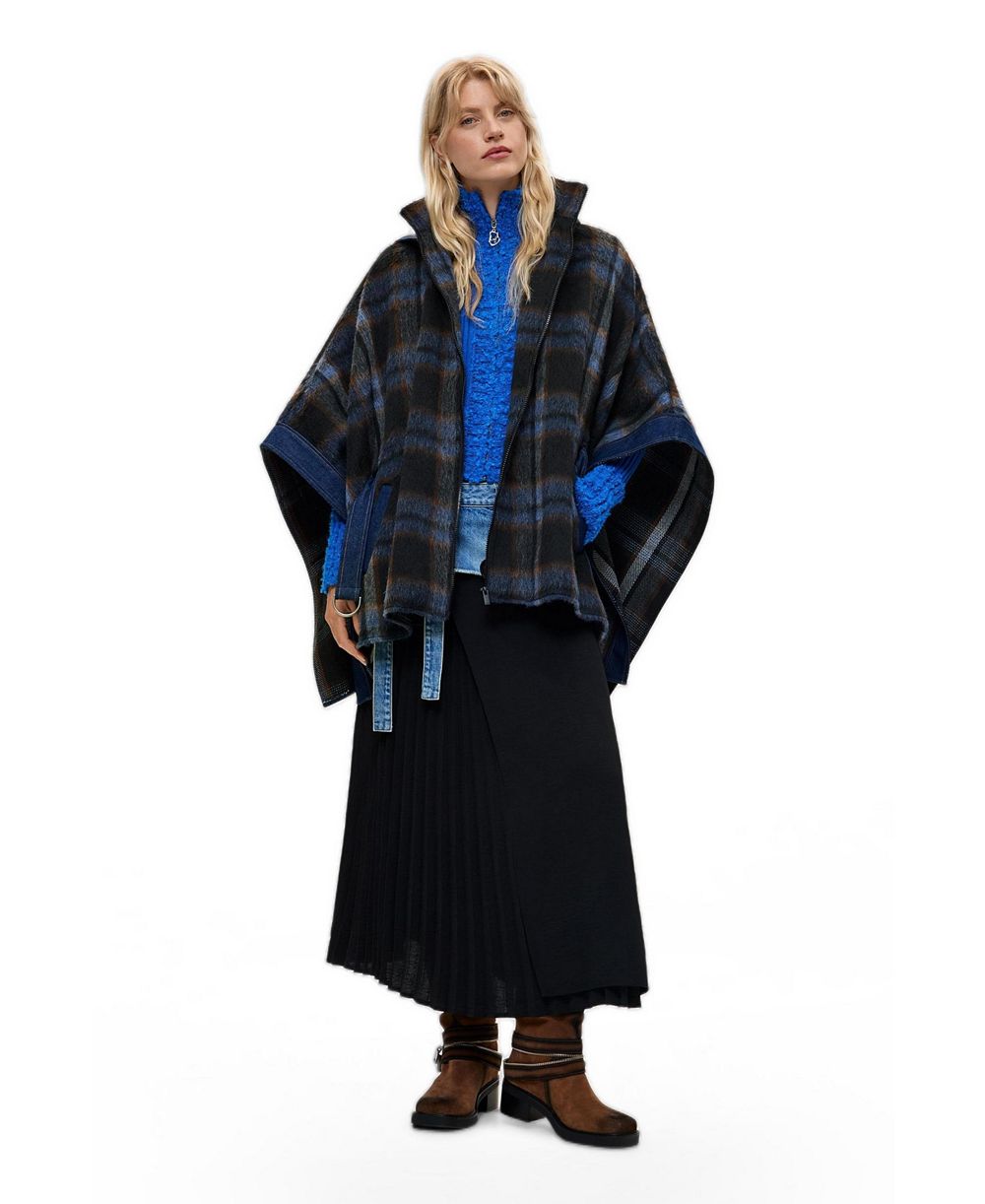 Desigual Women's Plaid denim poncho