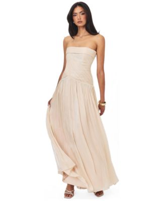 Miss Circle Women's Olivine Strapless Maxi Crystal Organza Dress