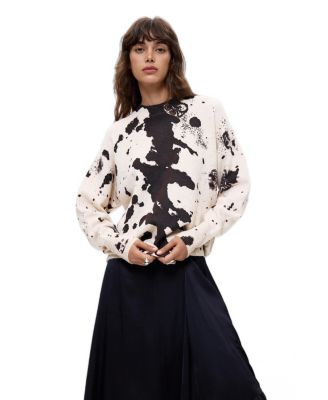 Desigual Women's Chunky-Knit Crewneck Animal-Print Sweater