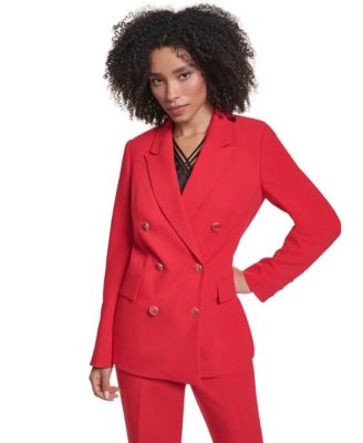 KARL LAGERFELD PARIS Women's Double-Breasted Shoulder-Padded Blazer
