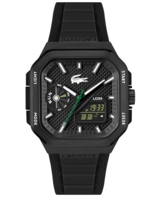 Мужские кварцевые наручные часы Lacoste LC33 с квадратным аналого-цифровым циферблатом и силиконовым ремешком, 35 мм