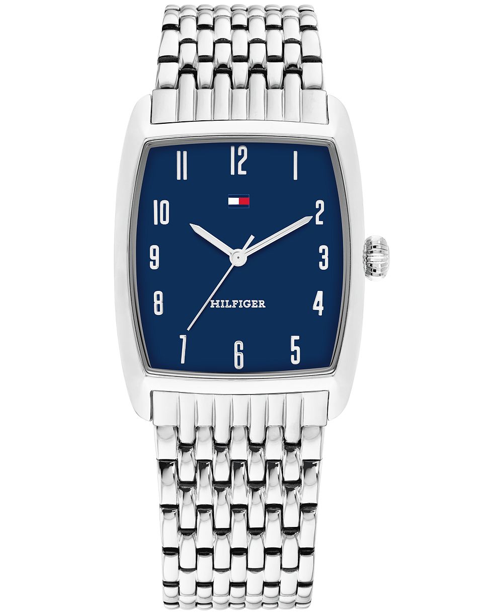 Tommy Hilfiger Men's The Ambassador Quartz Silver-Tone Stainless Steel Bracelet Watch 30mm