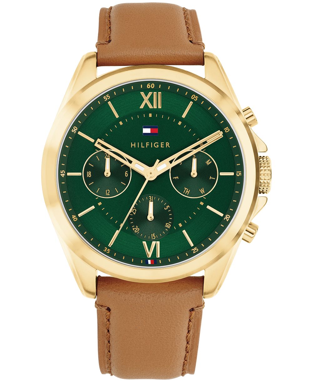 Tommy Hilfiger мужские кварцевые часы Josh LE с коричневым кожаным ремешком, 42 мм