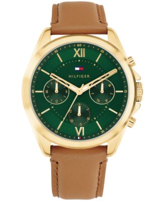 Tommy Hilfiger мужские кварцевые часы Josh LE с коричневым кожаным ремешком, 42 мм