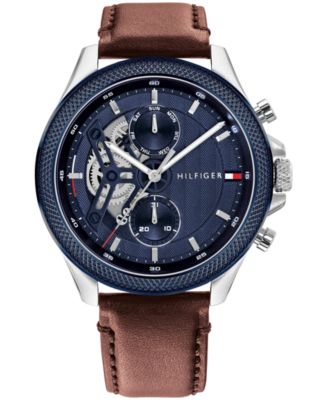 Tommy Hilfiger Men's Quartz Clark Brown Leather Strap Watch 44mm