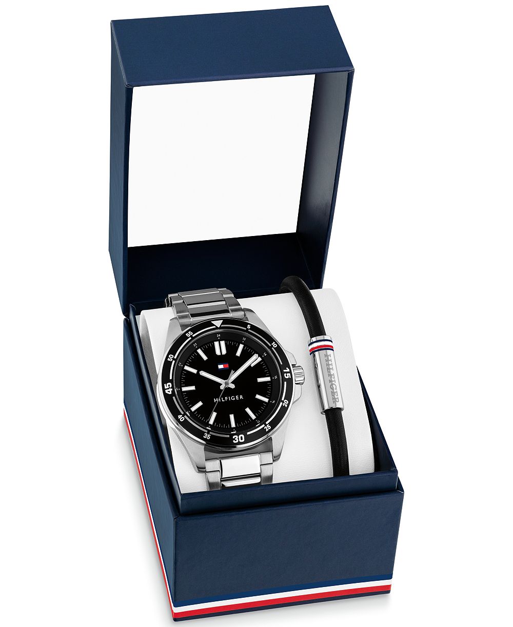 Tommy Hilfiger Men's Quartz David Silver-Tone Stainless Steel Watch 42mm