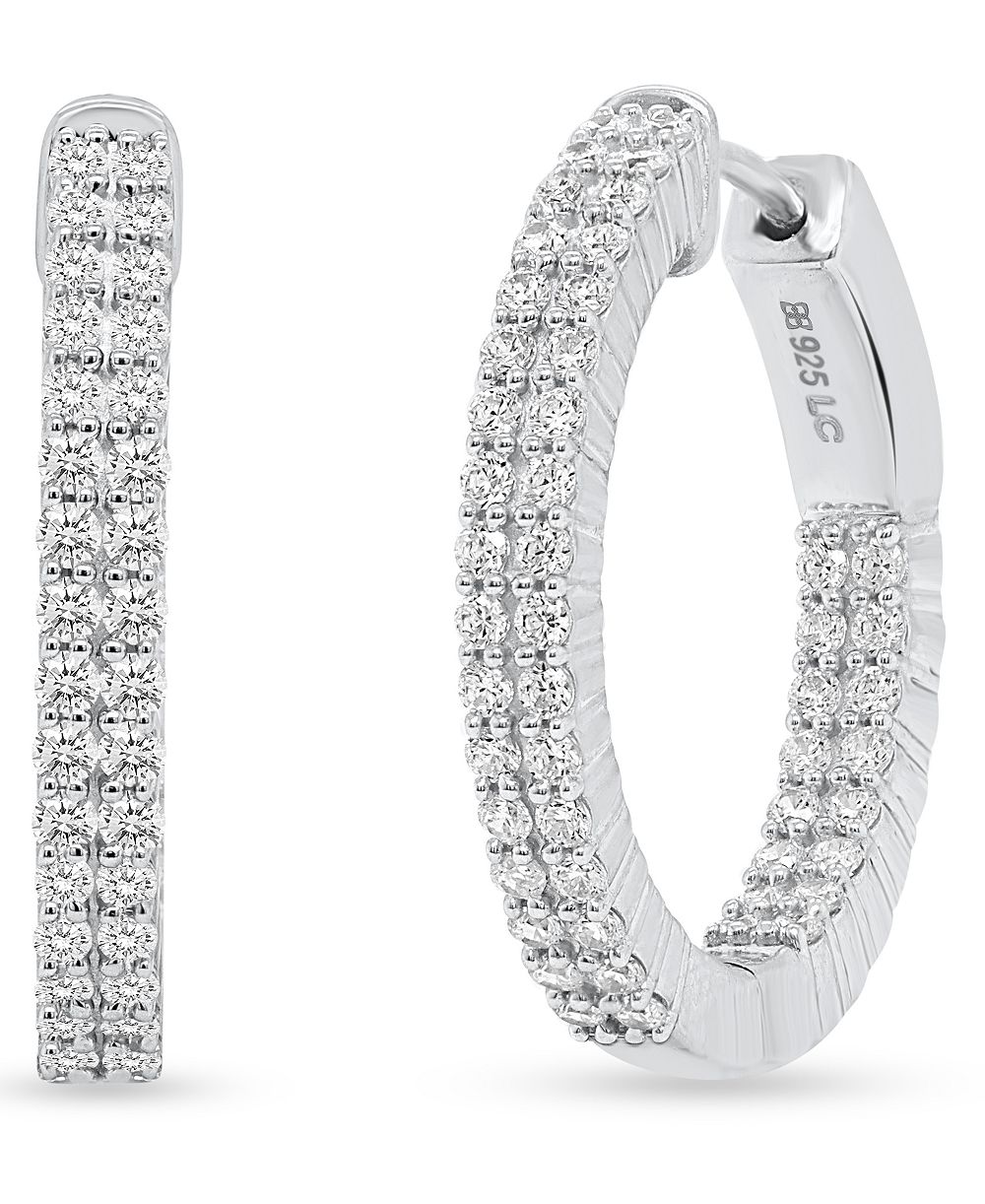 Forever Grown Diamonds серьги-кольца с бриллиантами, выращенными в лаборатории, двойной ряд, 1 ct. t.w., стерлинговое серебро (также в позолоте 14k)