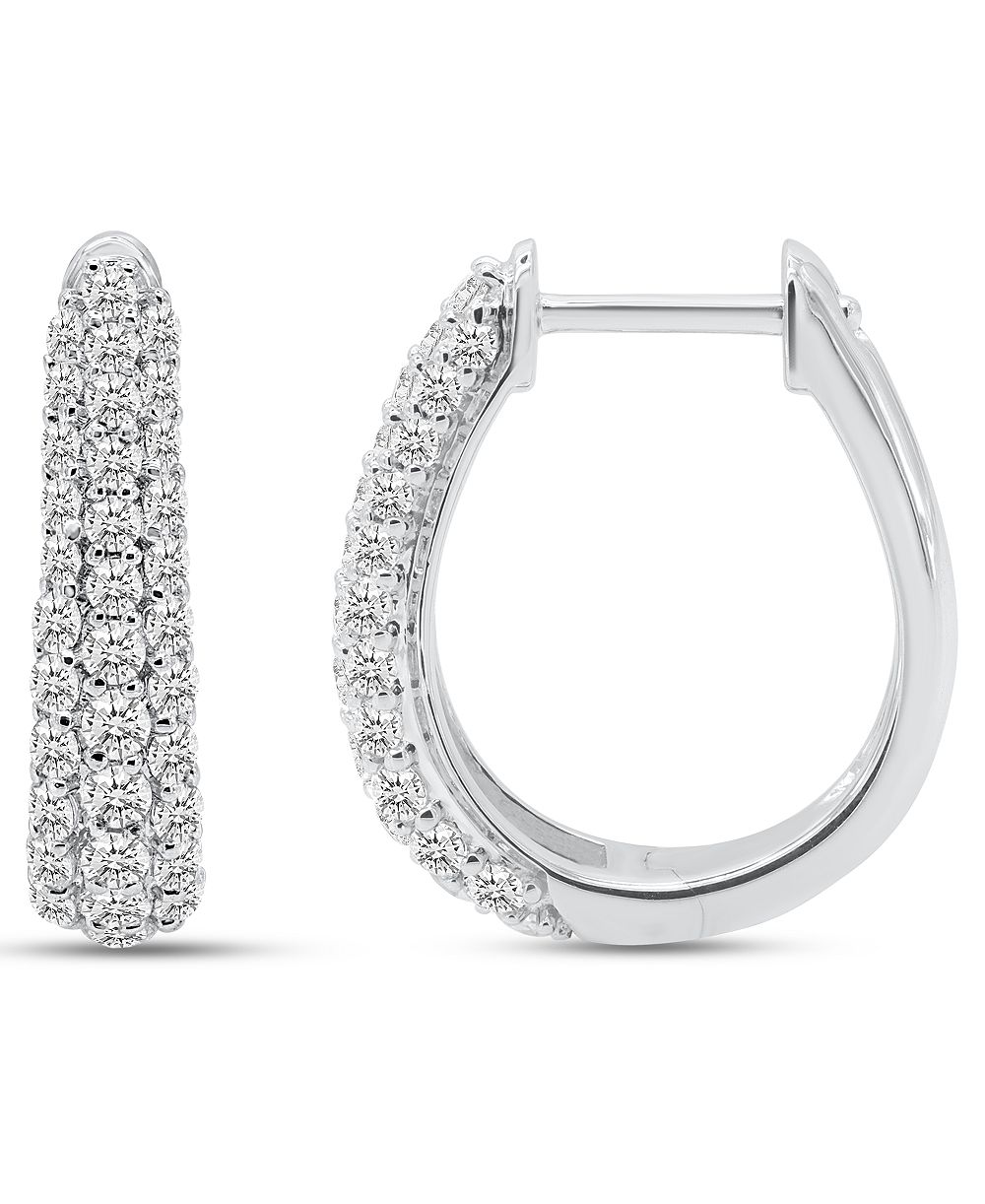 Forever Grown Diamonds серьги-кольца Multi-Row с лабораторными бриллиантами (1 карат суммарно) из стерлингового серебра (также доступны из стерлингового серебра и золота 14k с покрытием)