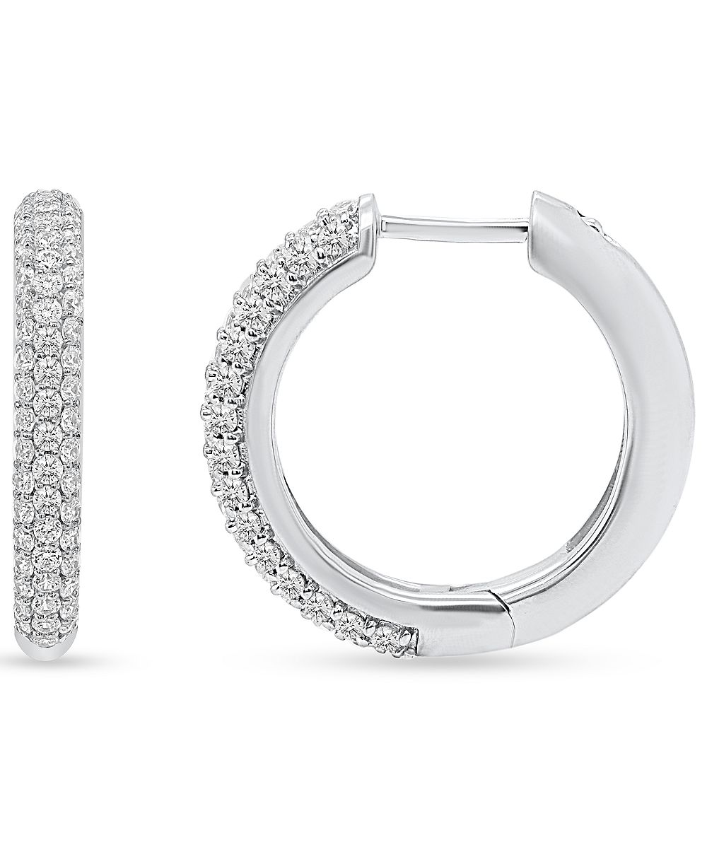 Серьги-кольца Forever Grown Diamonds с лабораторными бриллиантами (2 карата суммарно) из стерлингового серебра (также в позолоте 14k)