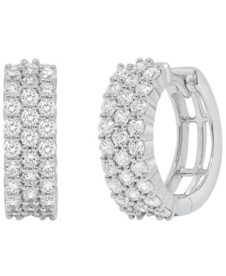 Forever Grown Diamonds Lab-Grown Diamond Triple Row Huggie Hoop Earrings (1 ct. t.w.) in Sterling Silver