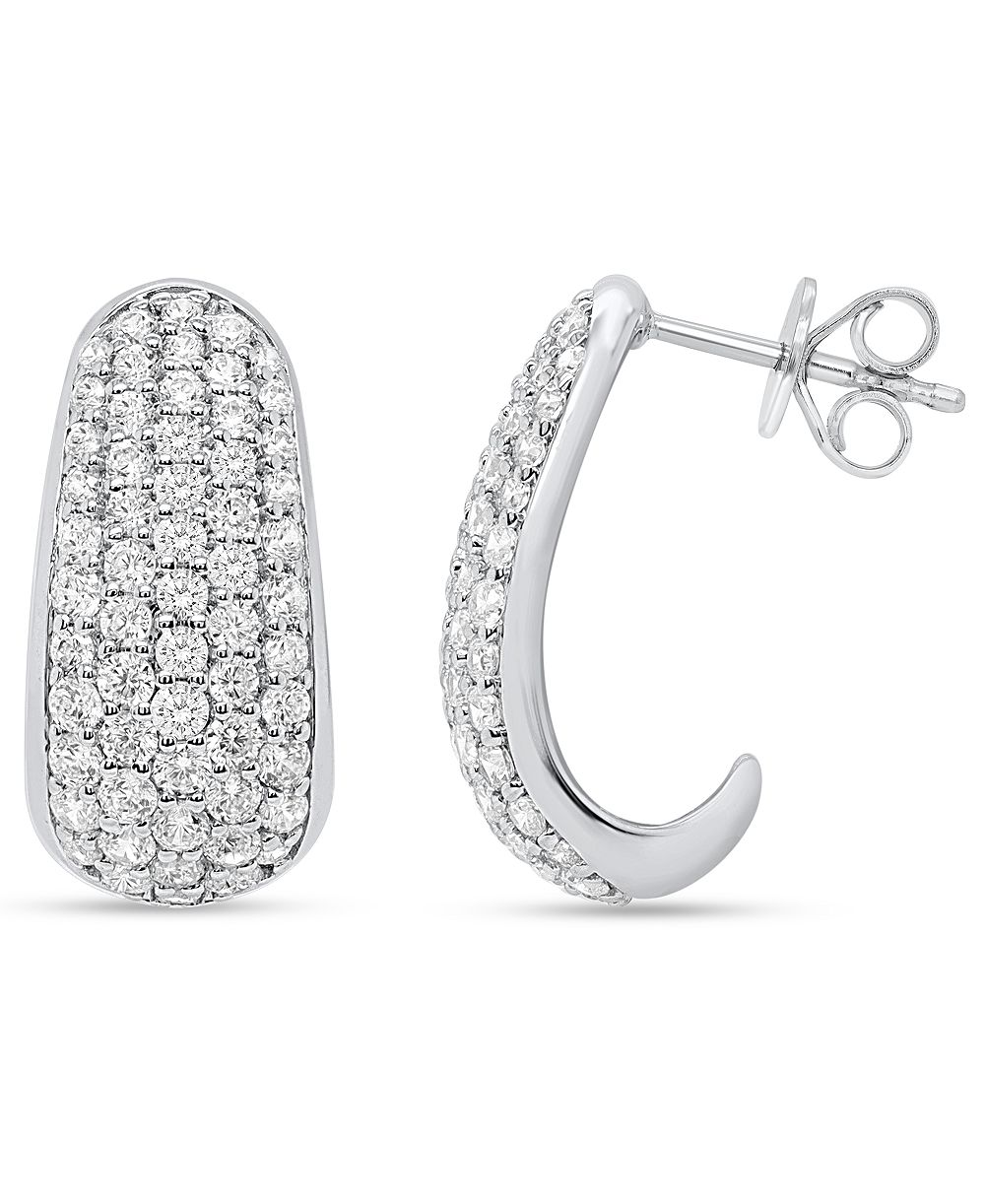 Forever Grown Diamonds серьги-кольца J-Hoop с лабораторными бриллиантами (2 карата суммарно) из стерлингового серебра (также в позолоте 14k)