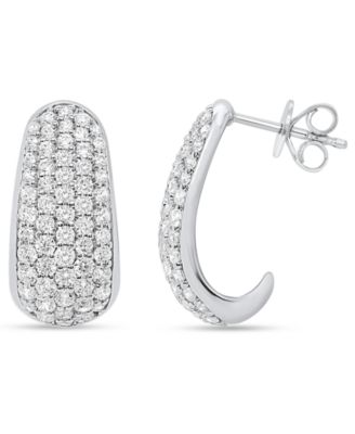 Forever Grown Diamonds Lab-Grown Diamond J-Hoop Earrings (2 ct. t.w.) in Sterling Silver (Also in 14k Gold-Plated Sterling Silver)