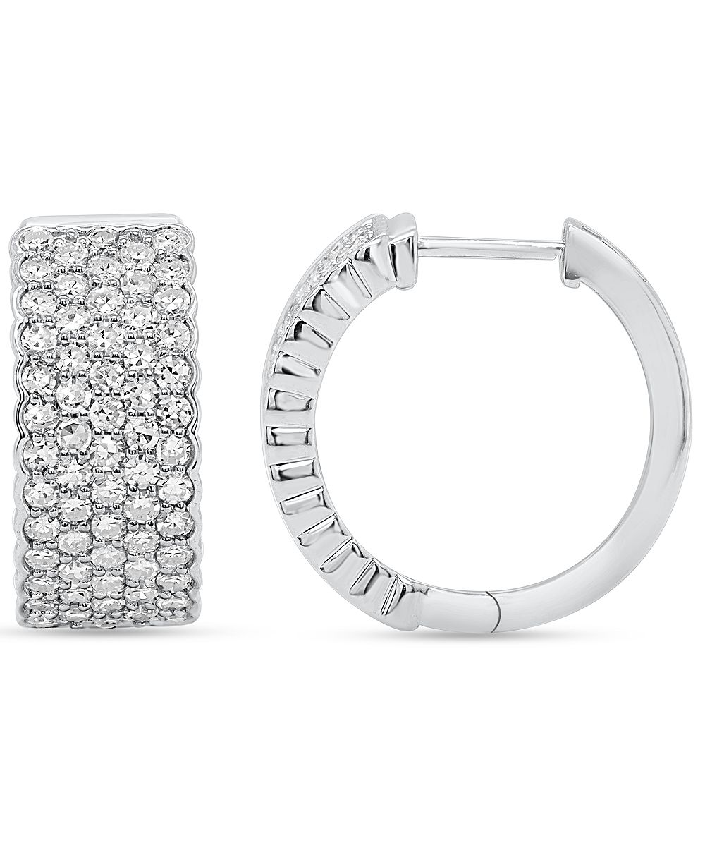 Forever Grown Diamonds Серьги-кольца с несколькими рядами бриллиантов, выращенных в лаборатории (2 карата суммарно) из стерлингового серебра (также в позолоченном стерлинговом серебре 14k)