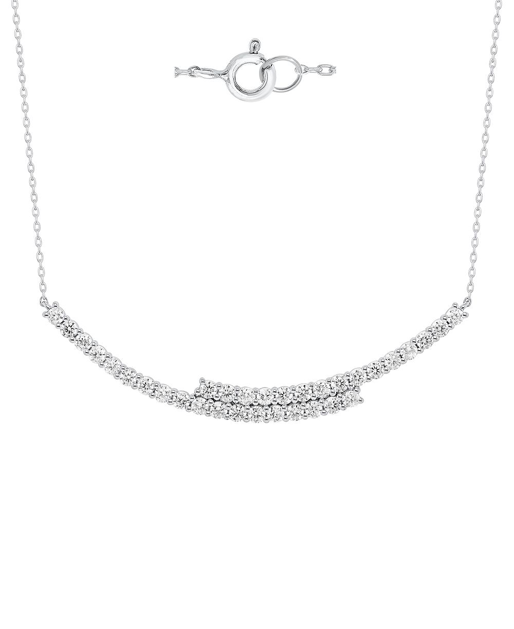 Forever Grown Diamonds ожерелье с бриллиантами, выращенными в лаборатории, в виде перекрещивающейся полосы (2 карата суммарно) из стерлингового серебра
