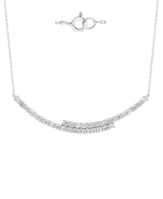 Forever Grown Diamonds ожерелье с бриллиантами, выращенными в лаборатории, в виде перекрещивающейся полосы (2 карата суммарно) из стерлингового серебра