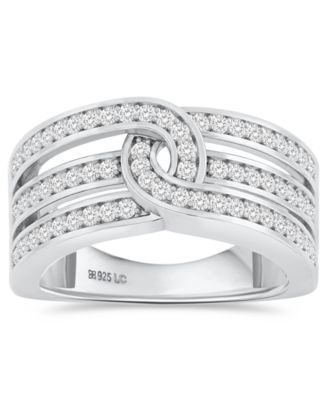 Forever Grown Diamonds обручальное кольцо с переплетающимися завитками, выращенный в лаборатории бриллиант (1 карат суммарно) из стерлингового серебра (также доступно в позолоченном стерлинговом серебре 14k)