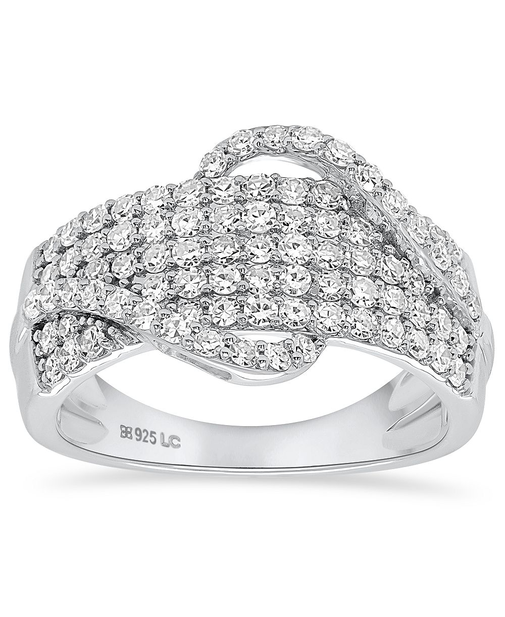Forever Grown Diamonds Lab-Grown Diamond Crossover Statement Ring (1 ct. t.w.) in Sterling Silver (Also in 14k Gold-Plated Sterling Silver)