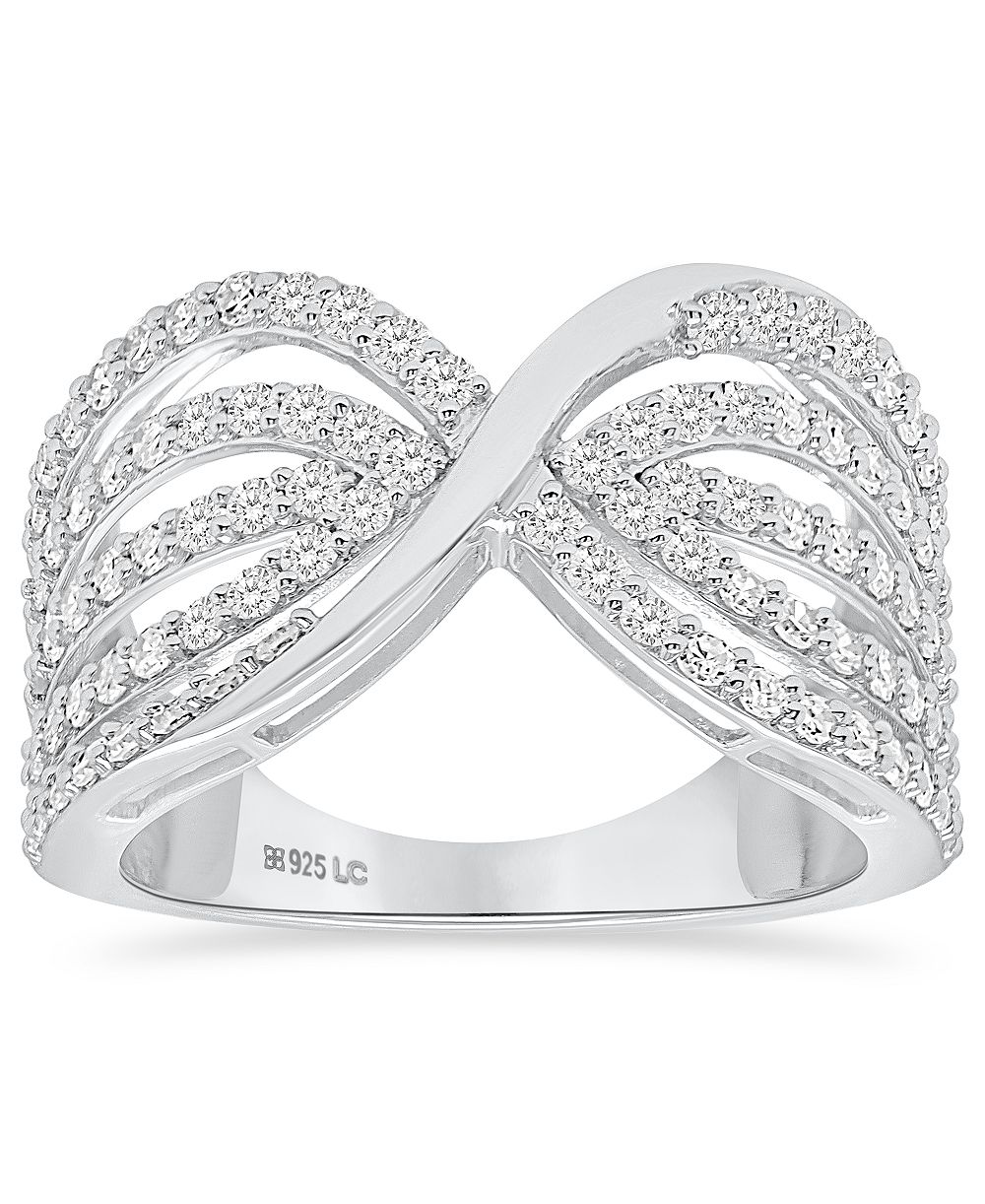 Forever Grown Diamonds Lab-Grown Diamond Crisscross Multi-Row Ring (1 ct. t.w.) in Sterling Silver (Also in 14k Gold-Plated Sterling Silver)