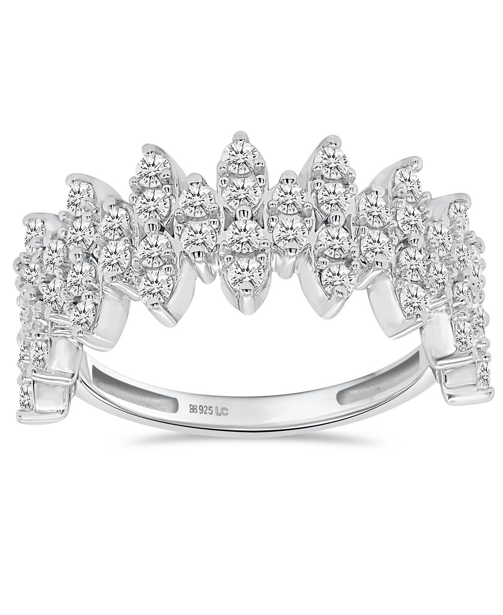 Forever Grown Diamonds Lab-Grown Diamond Marquise Cluster Ring (1 ct. t.w.) in Sterling Silver (Also Available in Sterling Silver & 14k Gold-Plated)