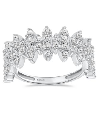 Forever Grown Diamonds Lab-Grown Diamond Marquise Cluster Ring (1 ct. t.w.) in Sterling Silver (Also Available in Sterling Silver & 14k Gold-Plated)