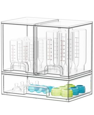 SpaceAid Baby Bottle Storage, 3 Pack Stackable Clear Drawer Unit with 2 Medium and 1 Large Bin for Countertop, Cabinet, Vanity and Bathroom
