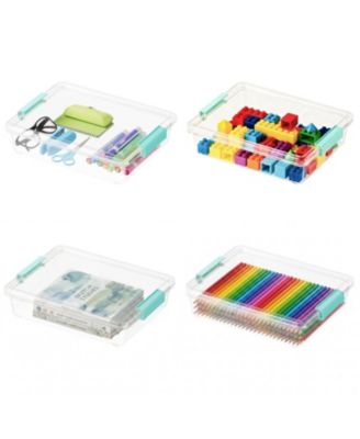 SpaceAid 4 Pack Stackable Storage Bins with Lids, 6 QT Clear Containers for Home Office and School Supplies,  variant