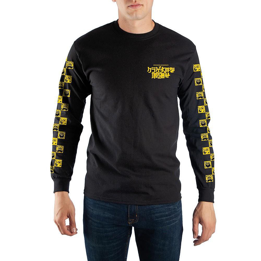 SpongeBob SquarePants Men's Graphic-Print Long-Sleeve Cotton T-Shirt
