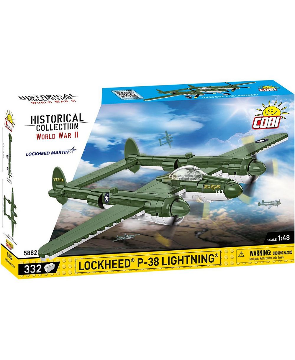 COBI историческая коллекция 1:48, самолет Lockheed P-38 Lightning времен Второй мировой войны, вращающиеся пропеллеры, 332 детали, возраст 7+