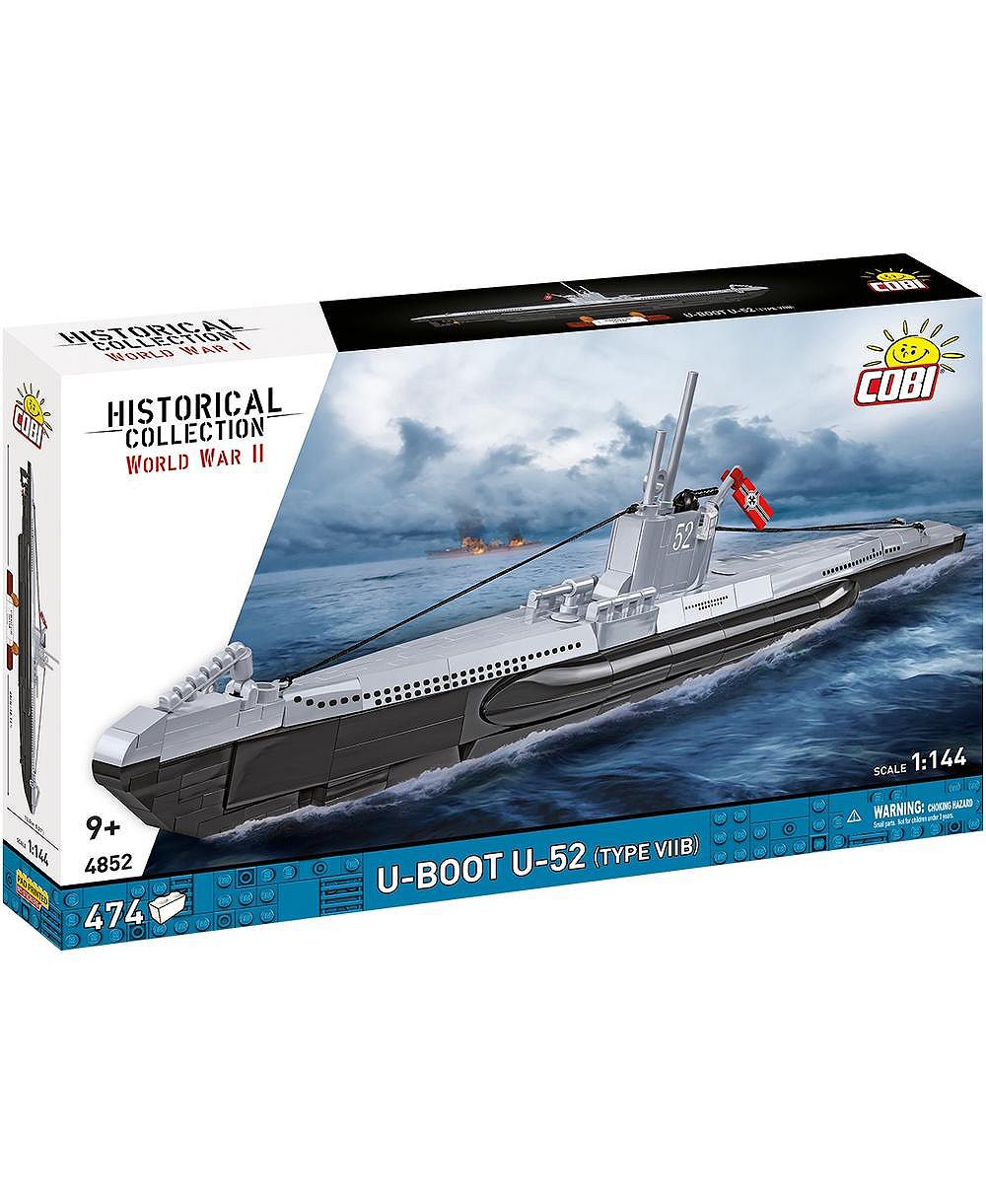 COBI Historical Collection WWII German Submarine Type VIIB (U-Boat U-52) 474-Piece Building Set, Ages 9+